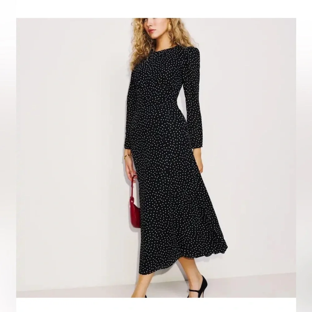 Reformation Black and White Long Sleeve Dress - Picture 1 of 7